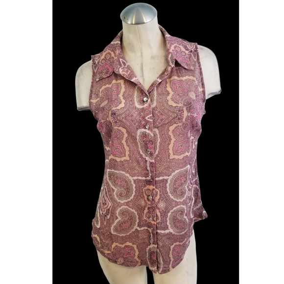 3/$25 INC International Concepts Size L Sleeveless Paisley Top - Picture 1 of 5